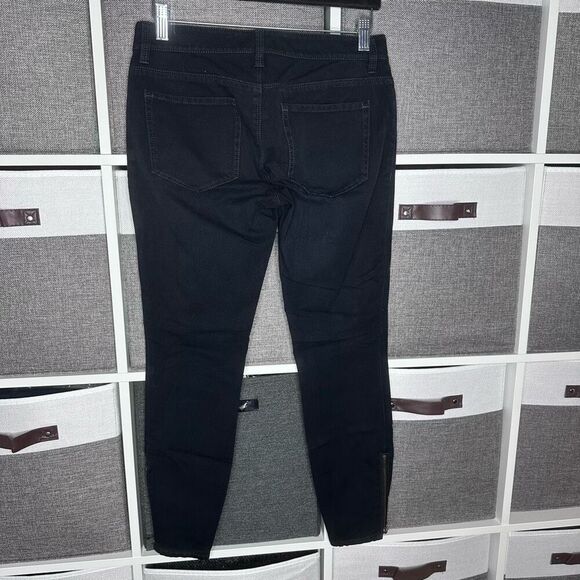 Ann Taylor Denim Ankle Zip Skinny Jeans Size 2 Black - Picture 3 of 10